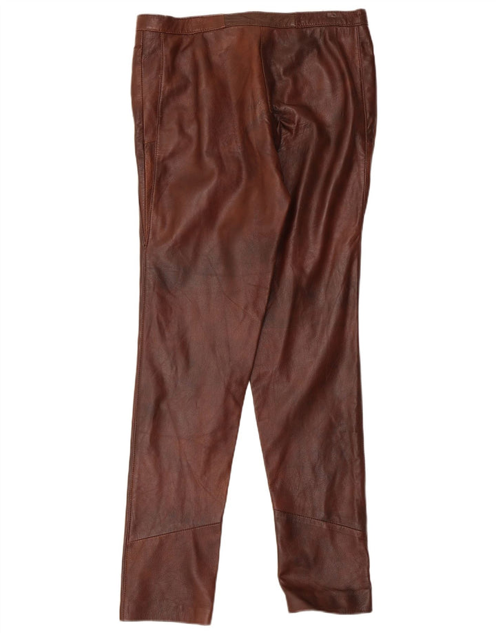 Vintage slanke læderbukser til kvinder W32 L31 Brun