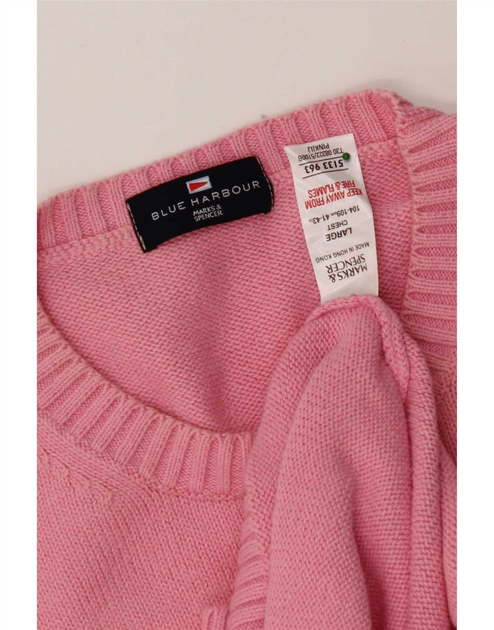 Marks & Spencer Herre Blue Harbor Crew Neck Jumper Sweater Large Pink