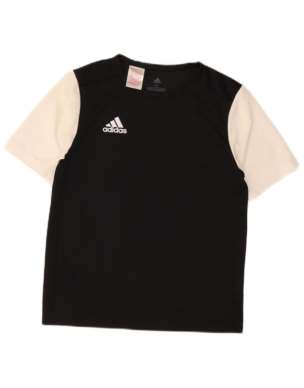 Adidas Boys T-Shirt Top 13-14 år Sort Colourblock Polyester