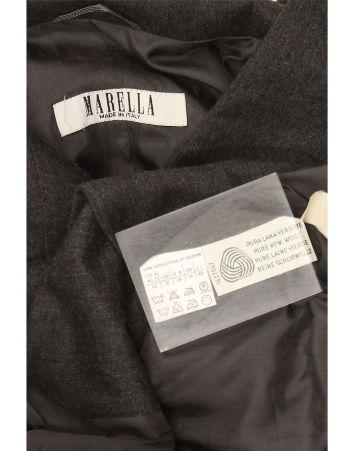 MARELLA Dame 3-knaps blazerjakke UK 14 Medium Grey Uld
