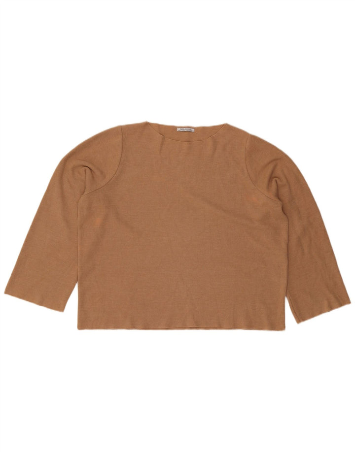 Zara Dame Trafaluc Oversized Top Langærmet UK 14 Medium Beige Bomuld
