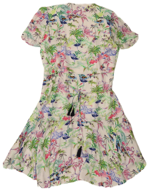 Guess Womens Wrap Dress UK 12 Medium Multicolored Floral Hawaiian