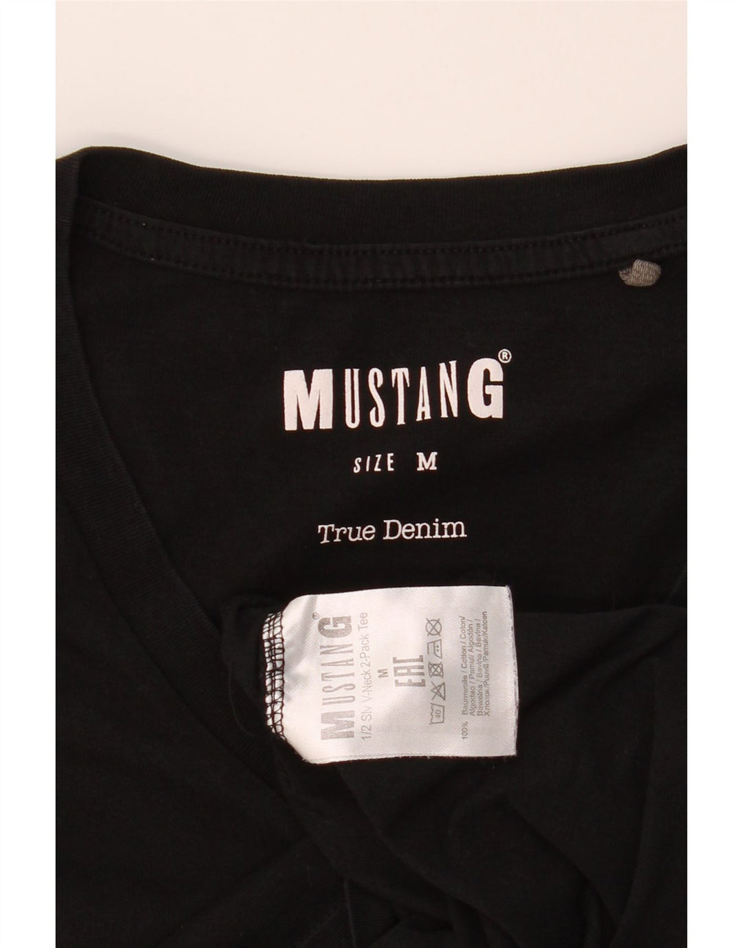 MUSTANG Mens T-Shirt Top Medium Black Cotton Vintage Mustang and Second-Hand Mustang from Messina Hembry 