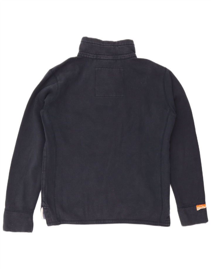 Superdry Herre grafisk knap-hals sweatshirt jumper stor marineblå bomuld