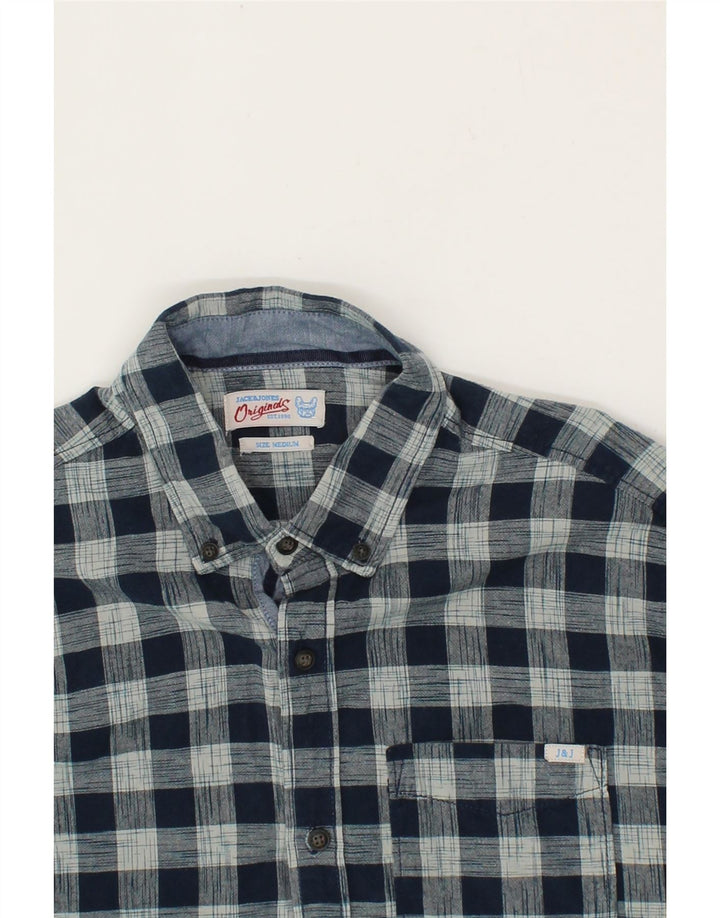 JACK & JONES Mens Shirt Medium Navy Blue Check Vintage Jack & Jones and Second-Hand Jack & Jones from Messina Hembry 