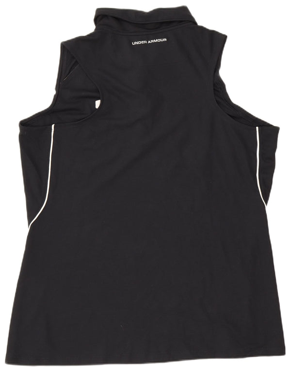 Under Armour Dame ærmeløs polo shirt UK 18 XL Sort Polyester Sports