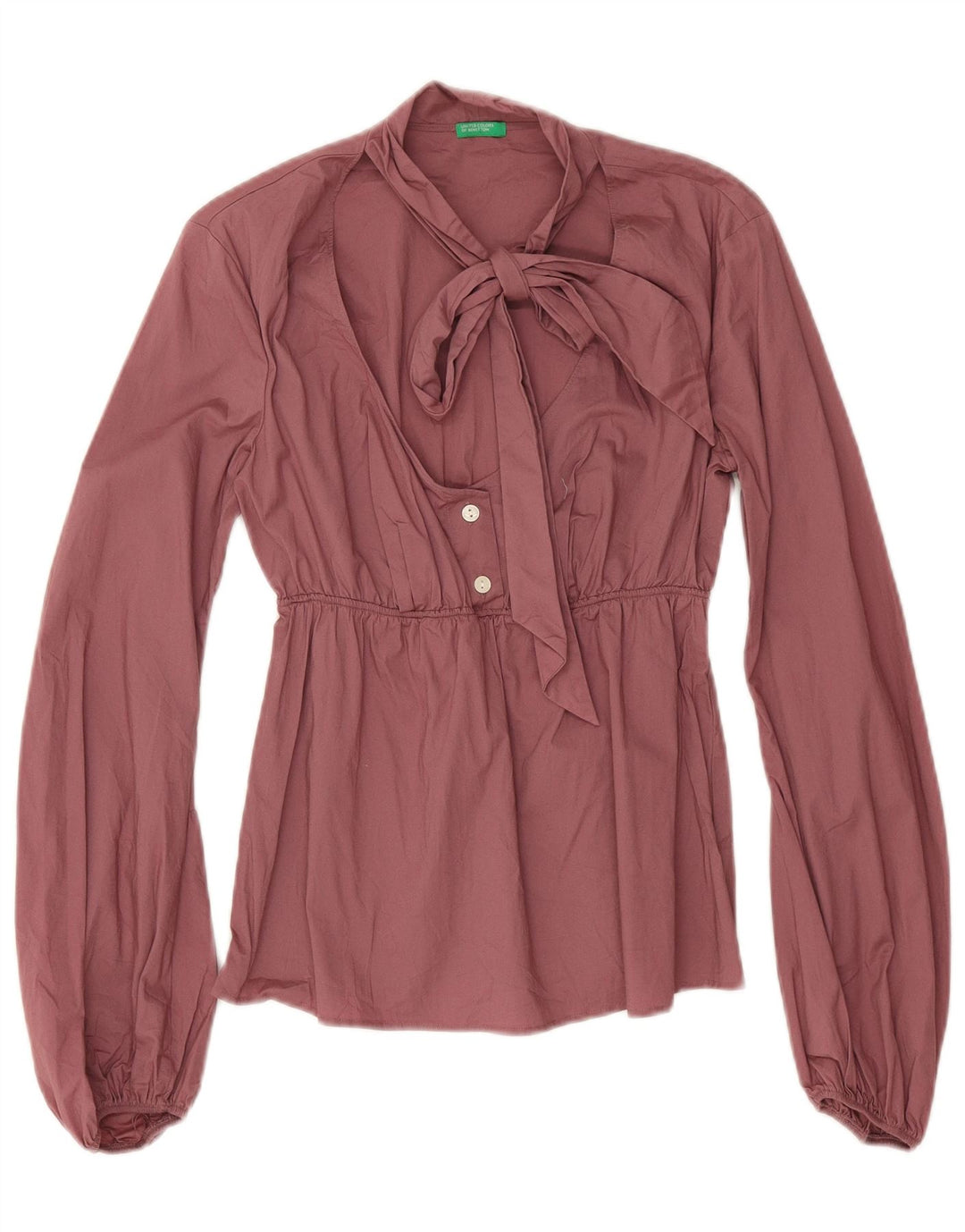 Benetton Womens Front Tie Langærmet bluse Top UK 10 Small Pink