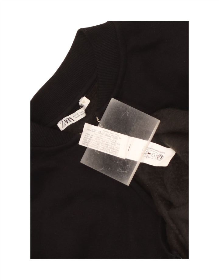 Zara Womens Oversized træningsdragt Topjakke UK 16 Stor Sort Bomuld