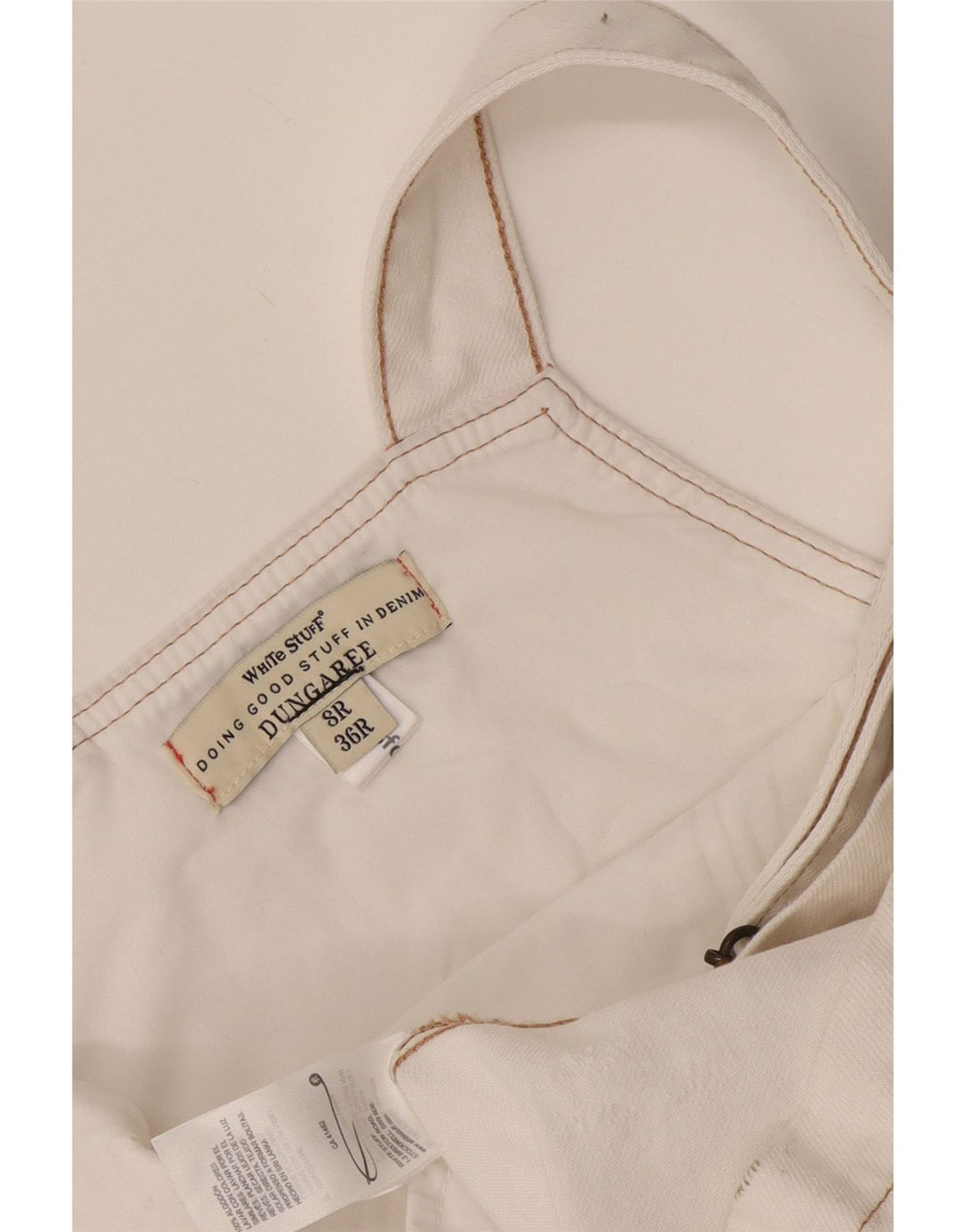 White Stuff Dame Dungarees Shorts UK 8 Small W30 White Bomuld