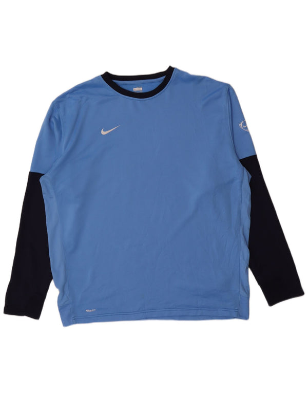 Nike Herre Top Langærmet UK 47/48 2XL Blå Colourblock Polyester