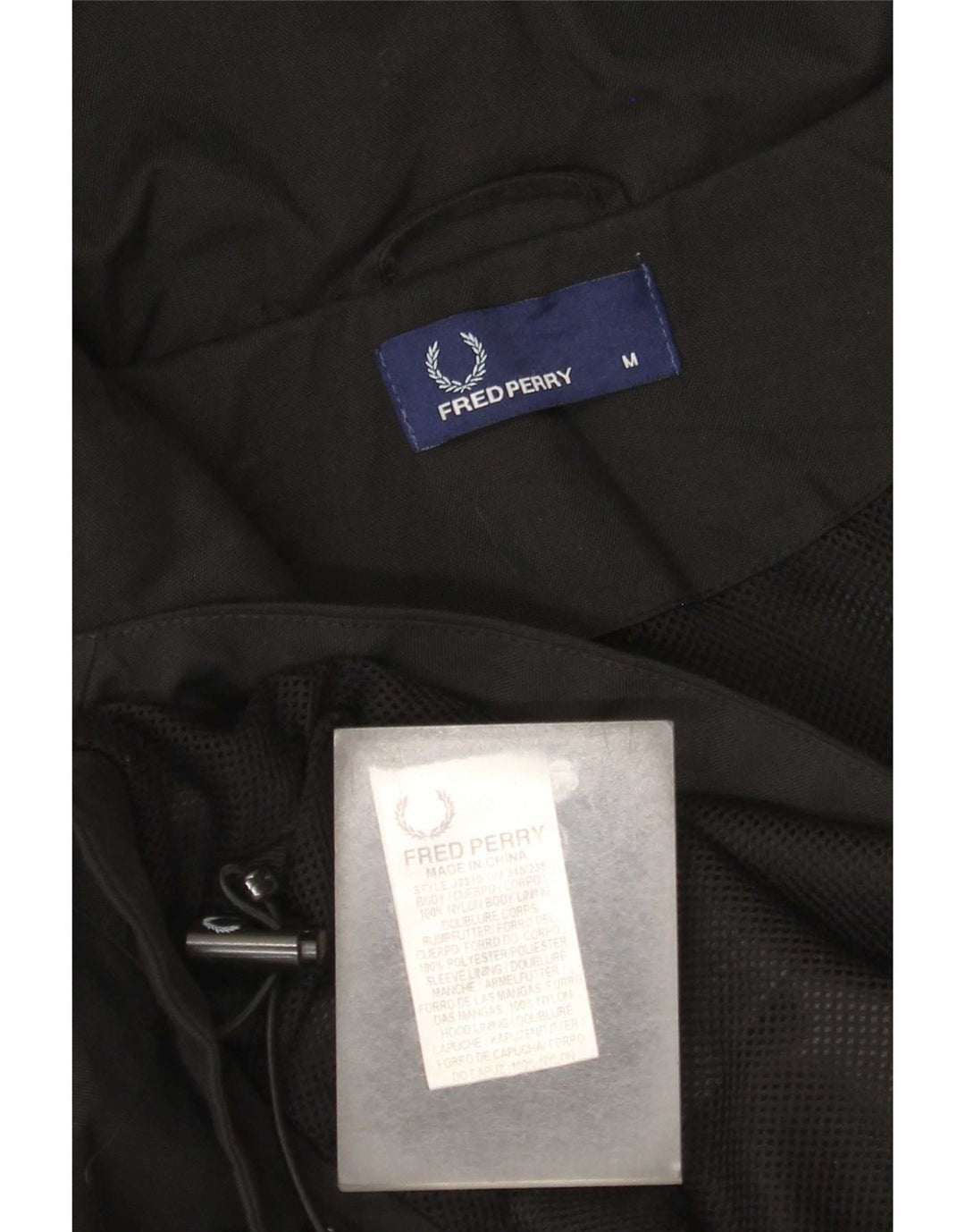 Fred Perry Regnjakke med hætte til mænd UK 38 Medium Sort Nylon