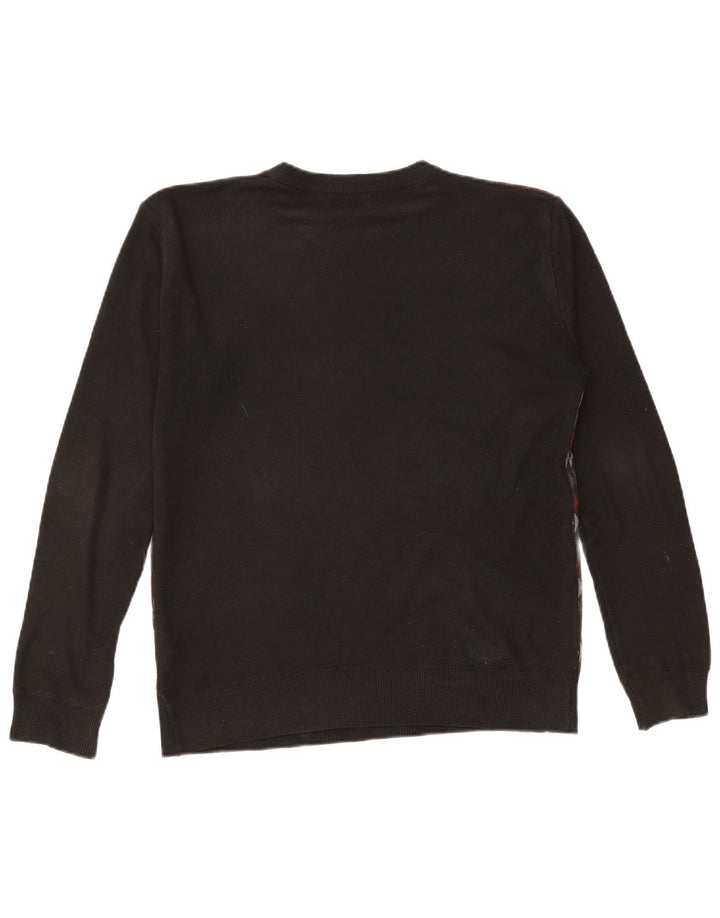 Pierre Cardin Herre rund hals sweater stor sort geometrisk polyester