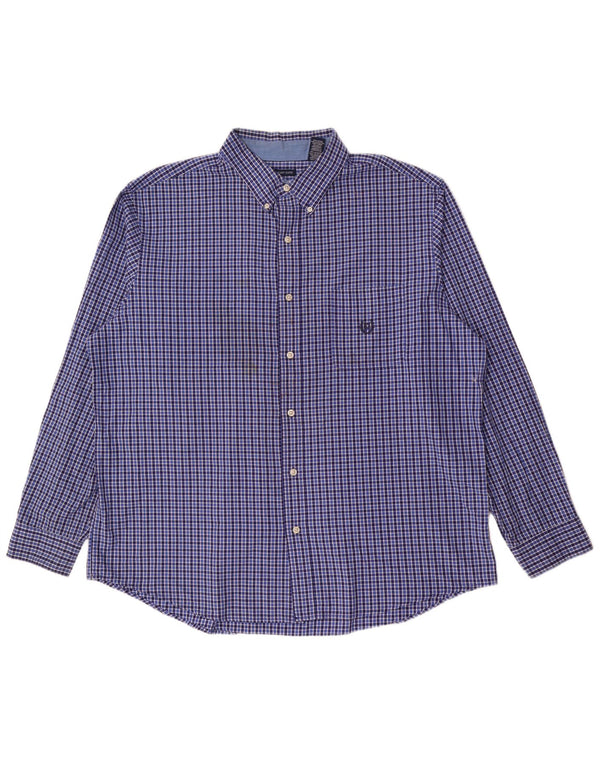 Chaps Herre Easy Care skjorte 2XL Blue Gingham Cotton