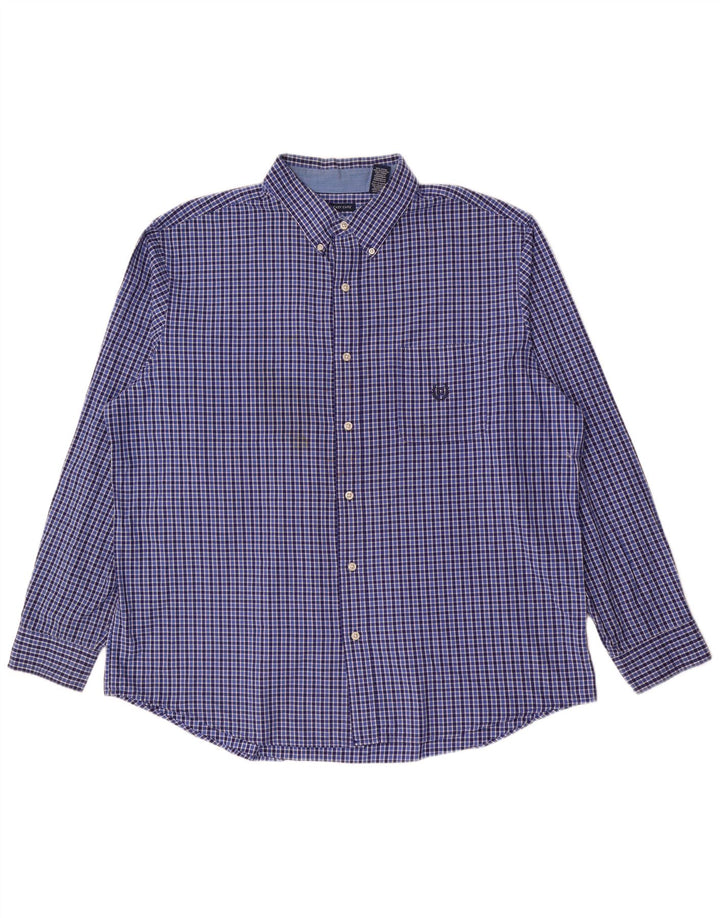 Chaps Herre Easy Care skjorte 2XL Blue Gingham Cotton