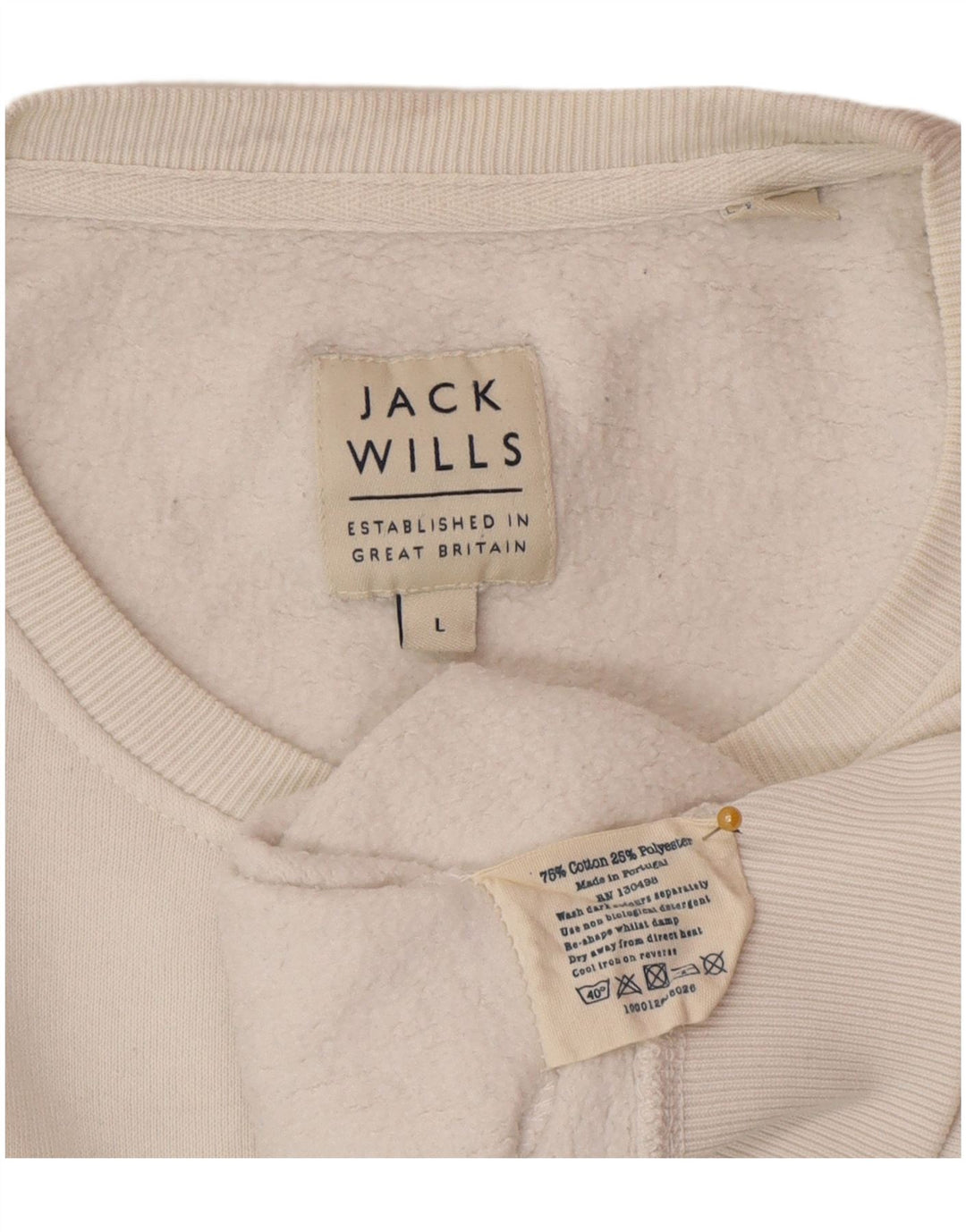 Jack Wills Herre Sweatshirt Jumper Stor Hvid Bomuld