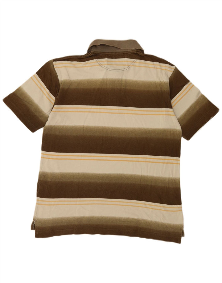 Sergio Tacchini herre poloshirt mellem brun stribet bomuld