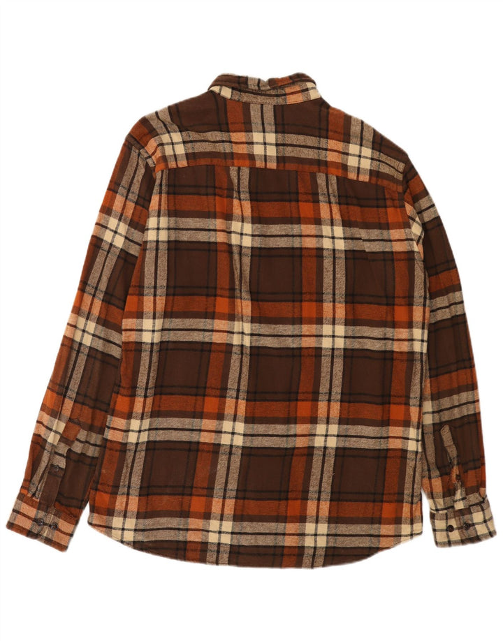 JACK & JONES Flannelskjorte til mænd XL Brun Plaid Bomuld
