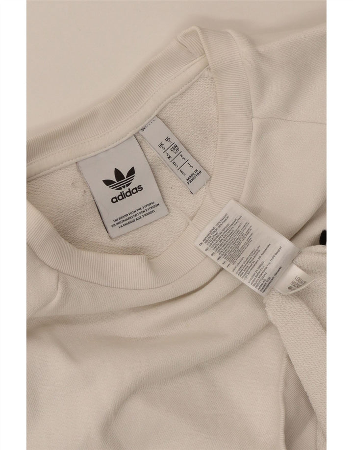 Adidas Dame Oversized Sweatshirt Jumper UK 10 Small White Bomuld