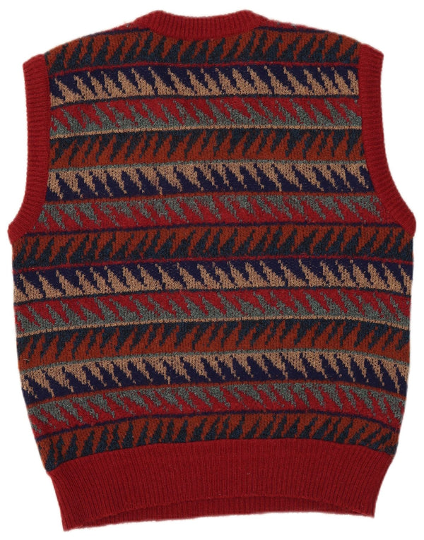 Vintage herrevest tanktop medium flerfarvet geometrisk uld