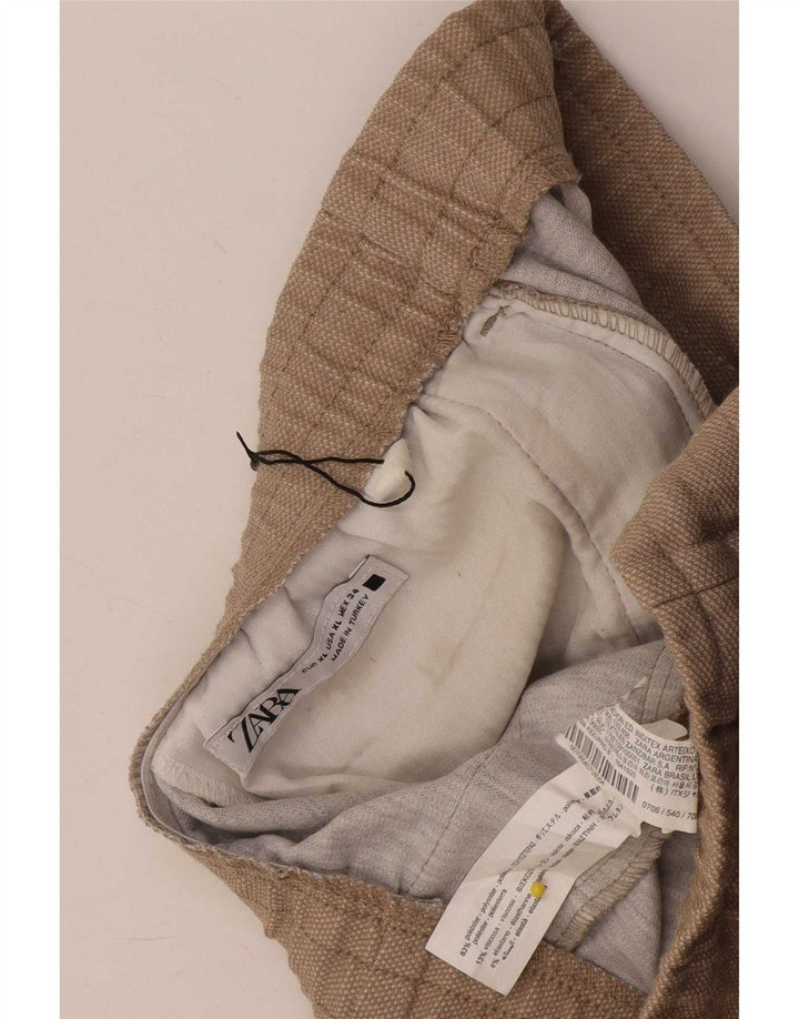 Zara Dame Slim Cropped Trousers XL W34 L26 Beige Polyester