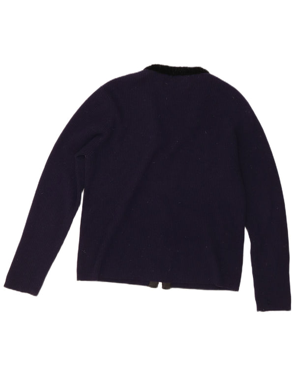 Laura Ashley Dame Cardigan Sweater UK 16 Large Navy Blue Colourblock
