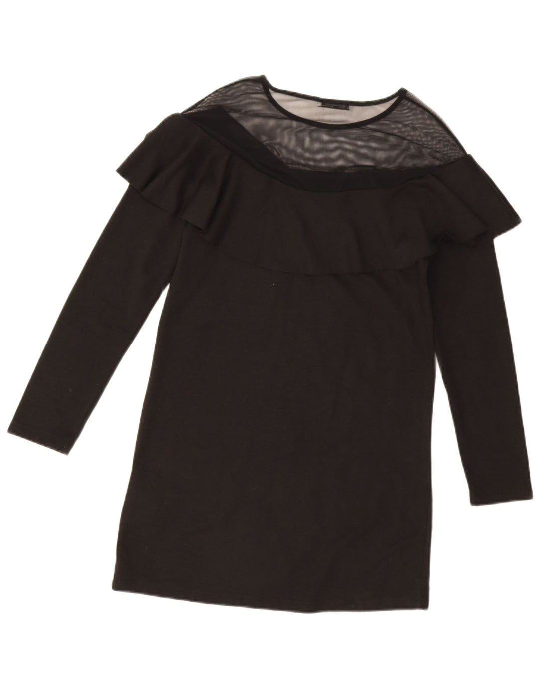 Zara Dame Langærmet Skift Kjole UK 10 Small Black Polyester