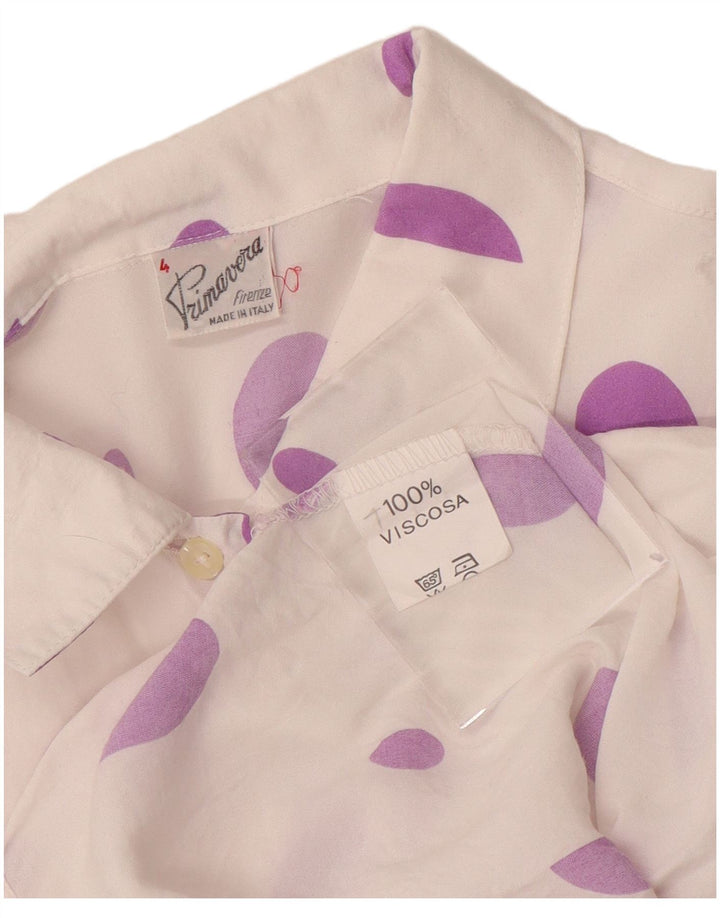 Primavera Firenze Dame Skjorte Bluse UK 14 Medium Hvid Plettet