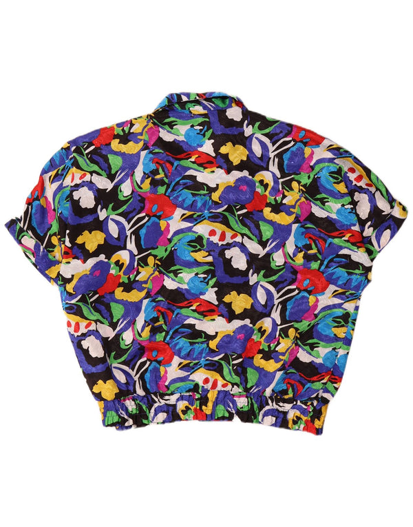 Vintage oversize skjortebluse til kvinder EU 44 XL Flerfarvet blomster