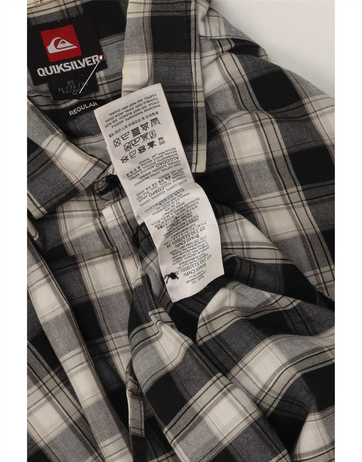 Quiksilver kortærmet herreskjorte med normal pasform XL grå ternet bomuld