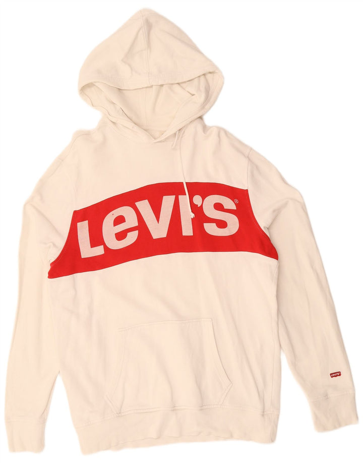 LEVI'S Grafisk hættetrøje til mænd Large White Colourblock Bomuld
