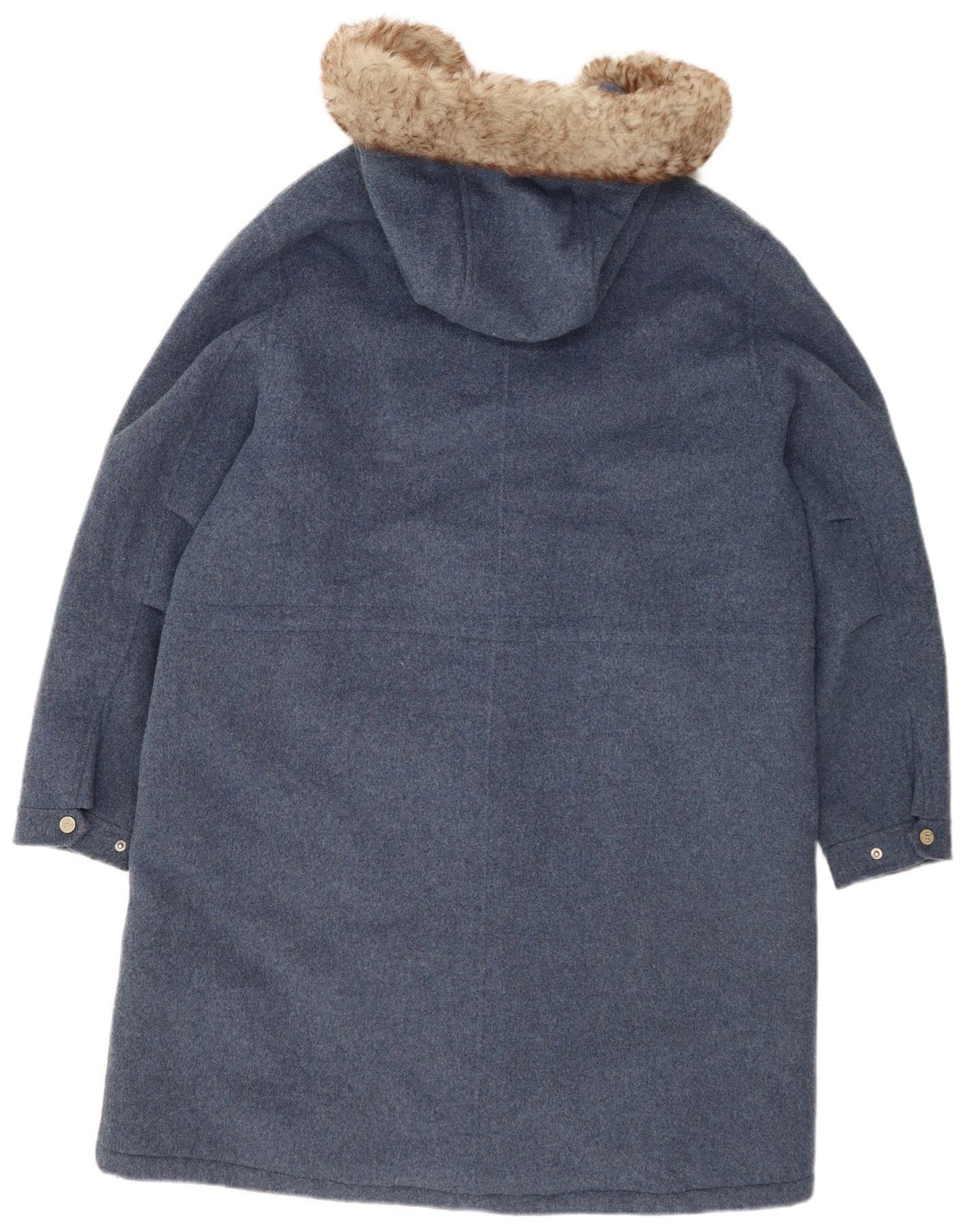 Massimo Dutti Dame Hætte Oversized Overfrakke UK 16 Large Blue Wool
