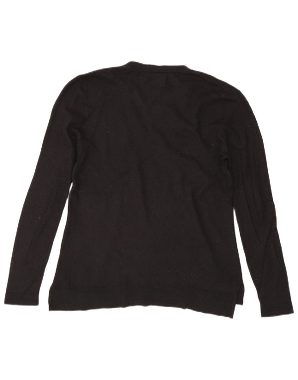 Massimo Dutti Dame V-hals sweater UK 14 Stor Sort Uld