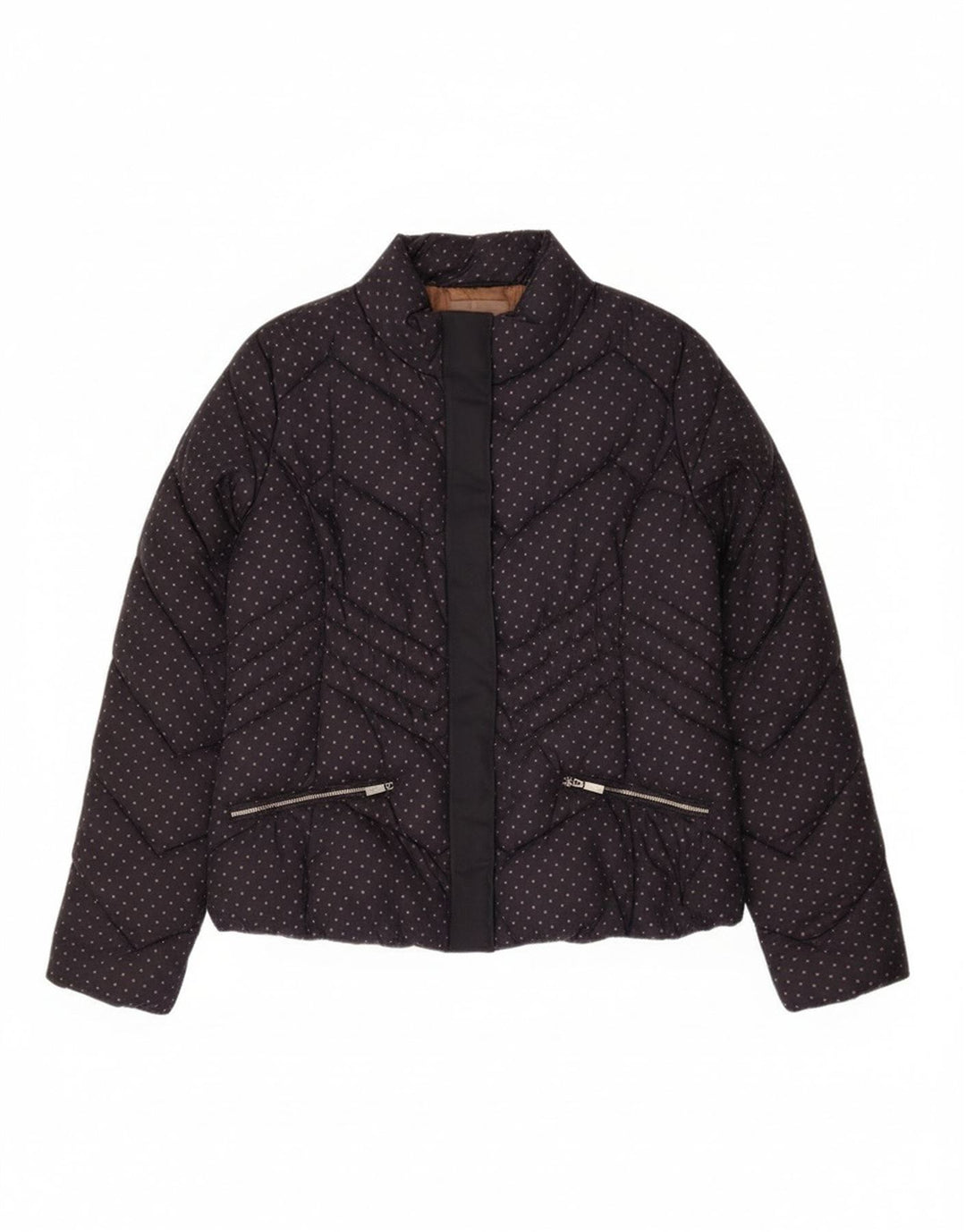 Diana Gallesi Dame polstret jakke UK 16 Stor marineblå plettet polyamid