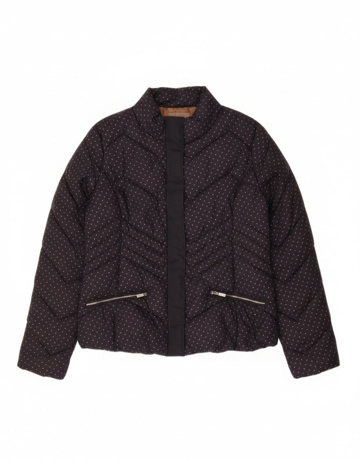 Diana Gallesi Dame polstret jakke UK 16 Stor marineblå plettet polyamid