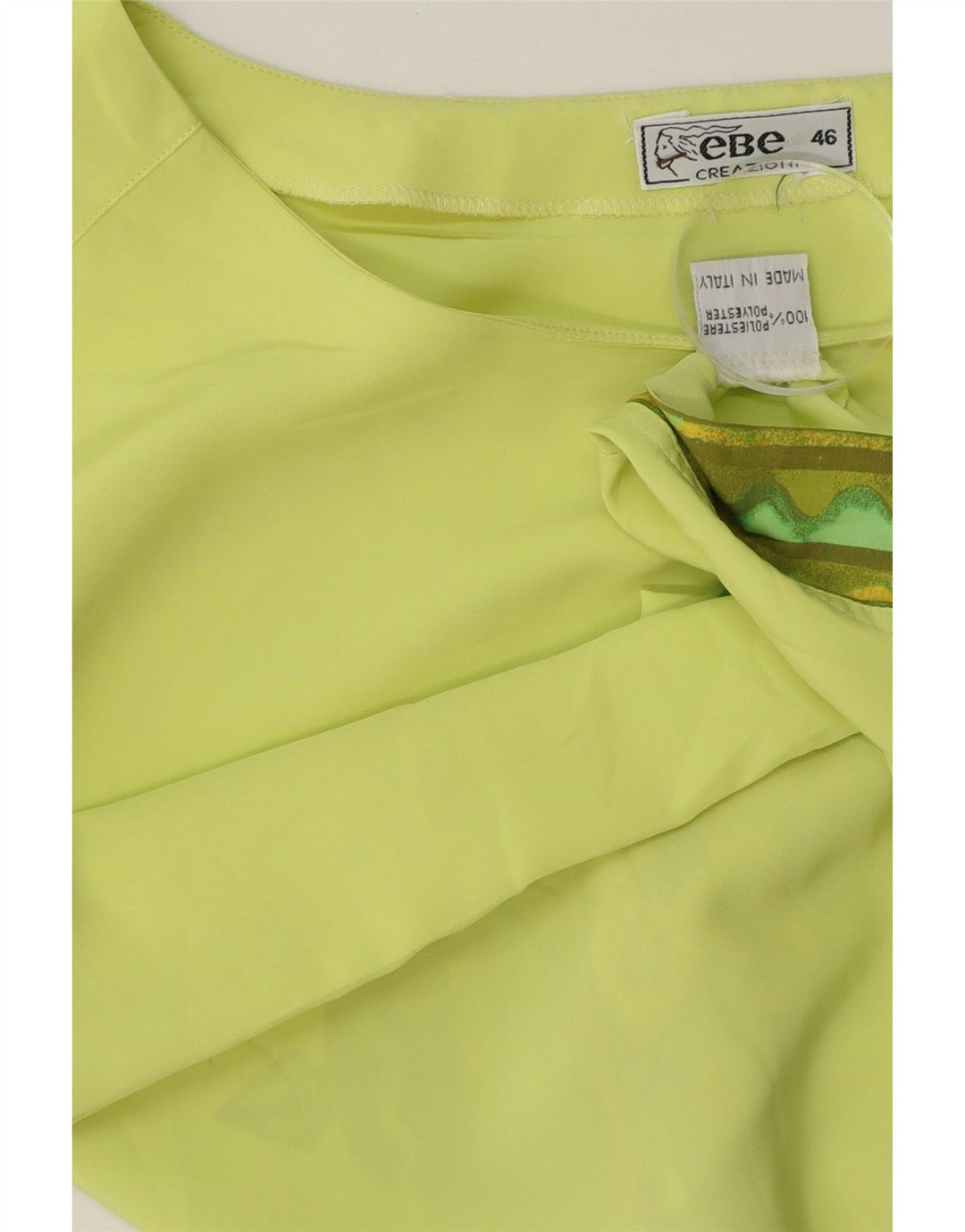 VINTAGE Womens Graphic Blouse Top IT 46 Large Yellow Polyester Vintage Vintage and Second-Hand Vintage from Messina Hembry 