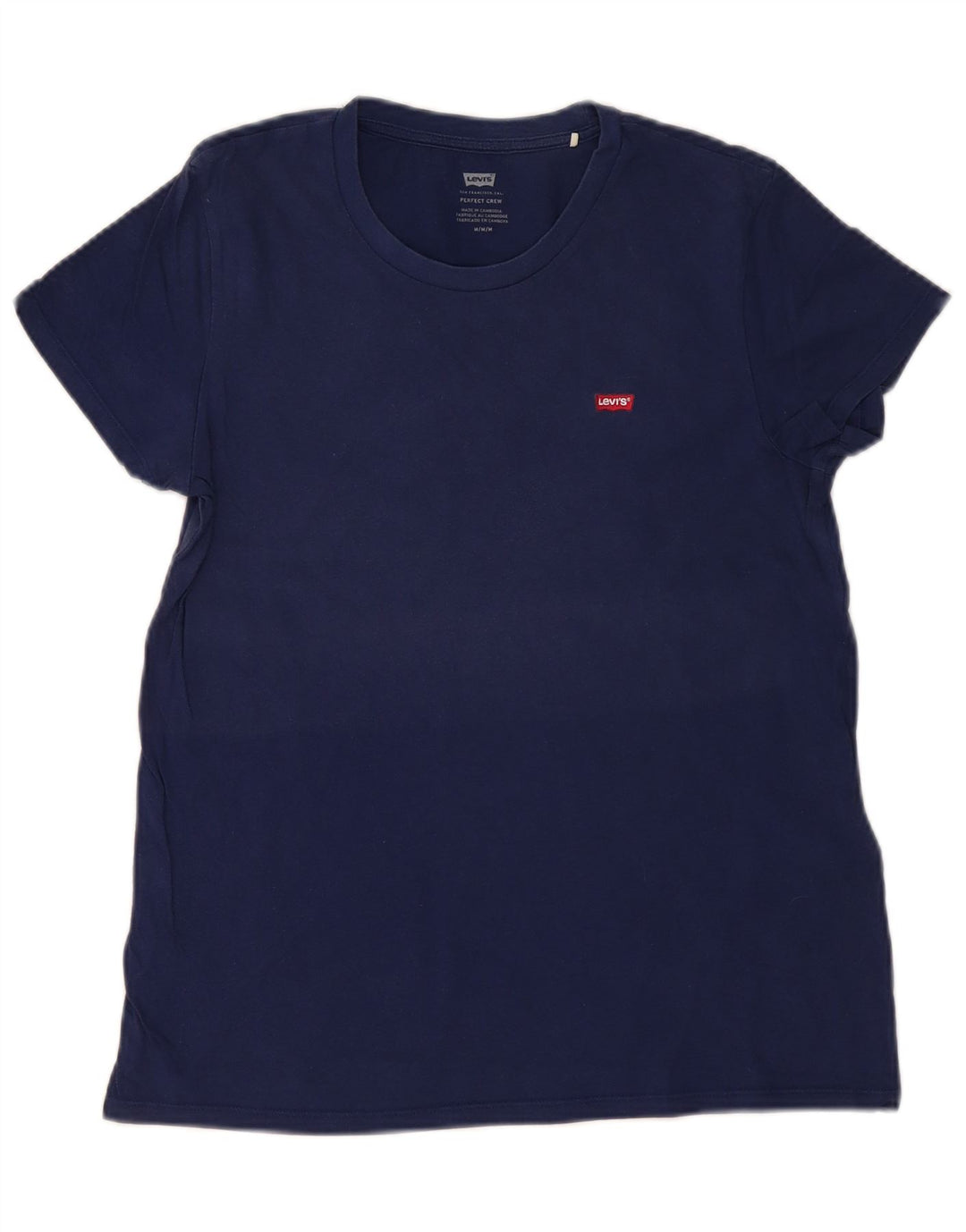 LEVI'S T-shirt top til kvinder UK 12 Mellem marineblå bomuld