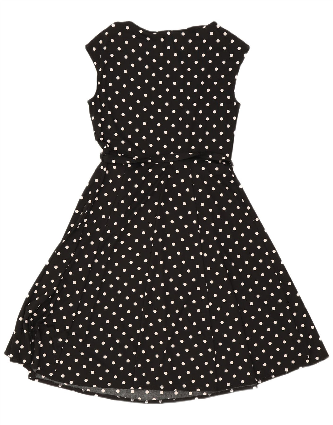 Wallis Dame Ærmeløs A-Line Kjole UK 12 Medium Black Polka Dot