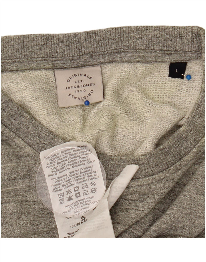 Jack & Jones Sweatshirt til mænd, stor grå flækket bomuld
