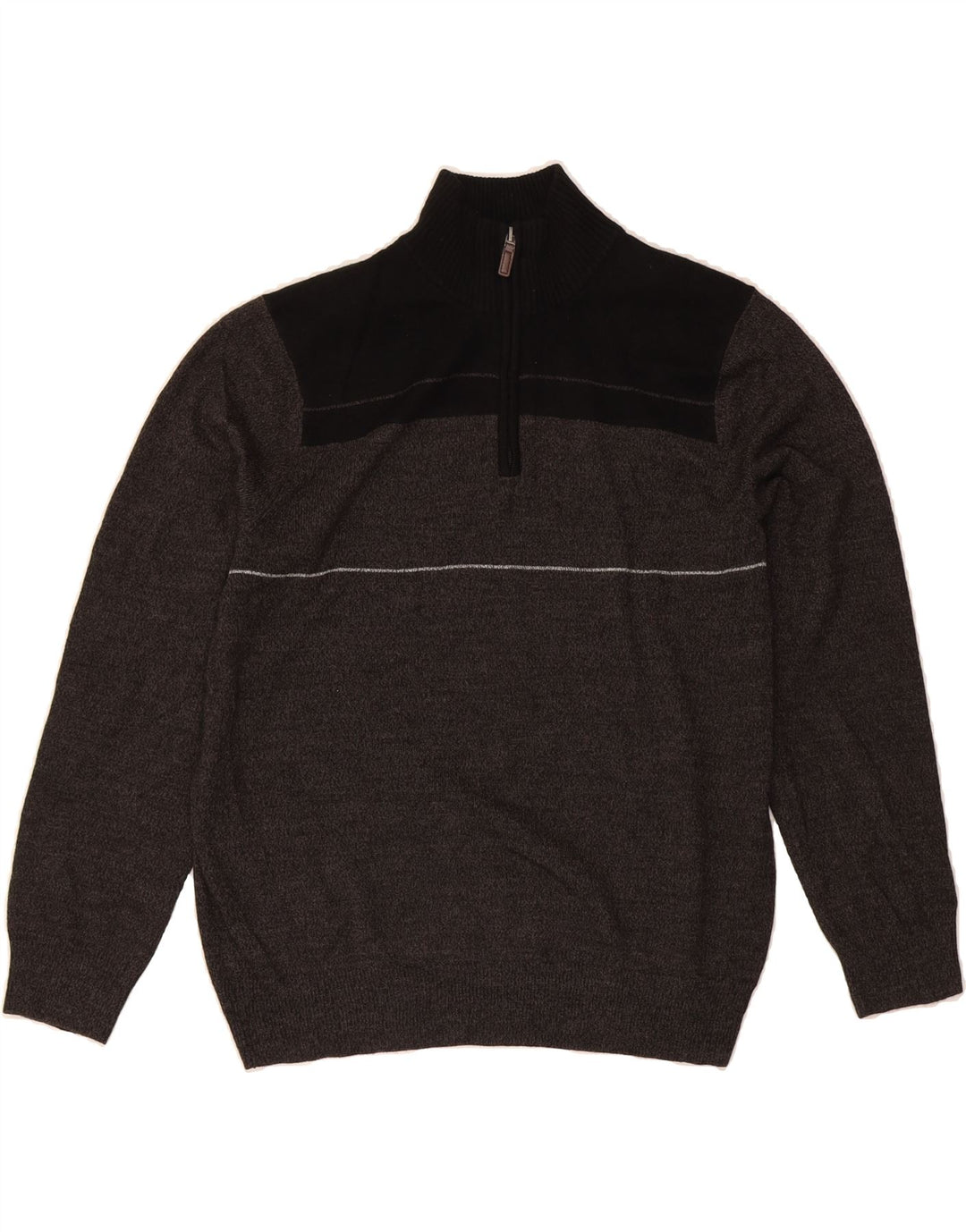 DOCKERS Mens Zip Neck Jumper Sweater Medium Grey Colourblock Acrylic Vintage Dockers and Second-Hand Dockers from Messina Hembry 