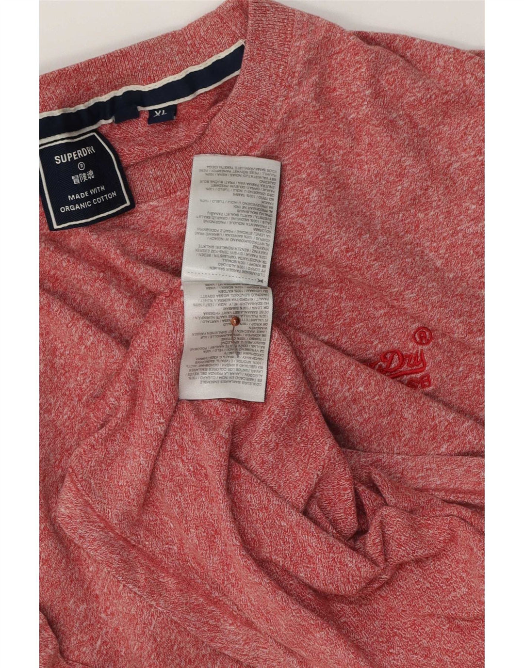 Superdry Herre T-shirt Top XL Rød Flecked Bomuld
