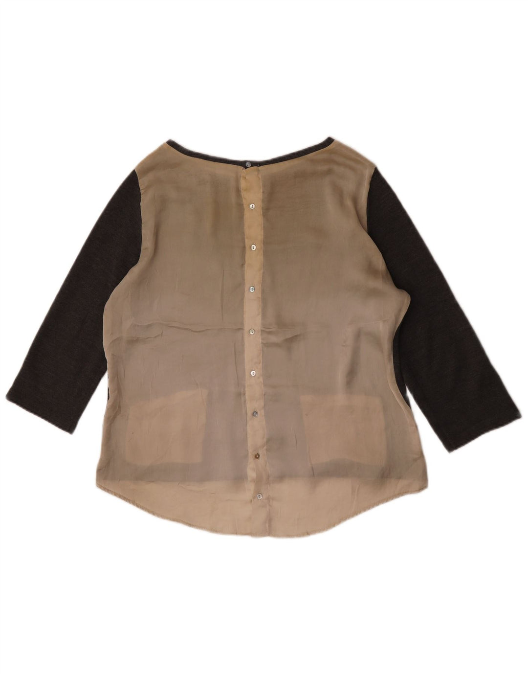 Zara Dame 3/4 ærmet bluse Top UK 16 Large Grey Colourblock