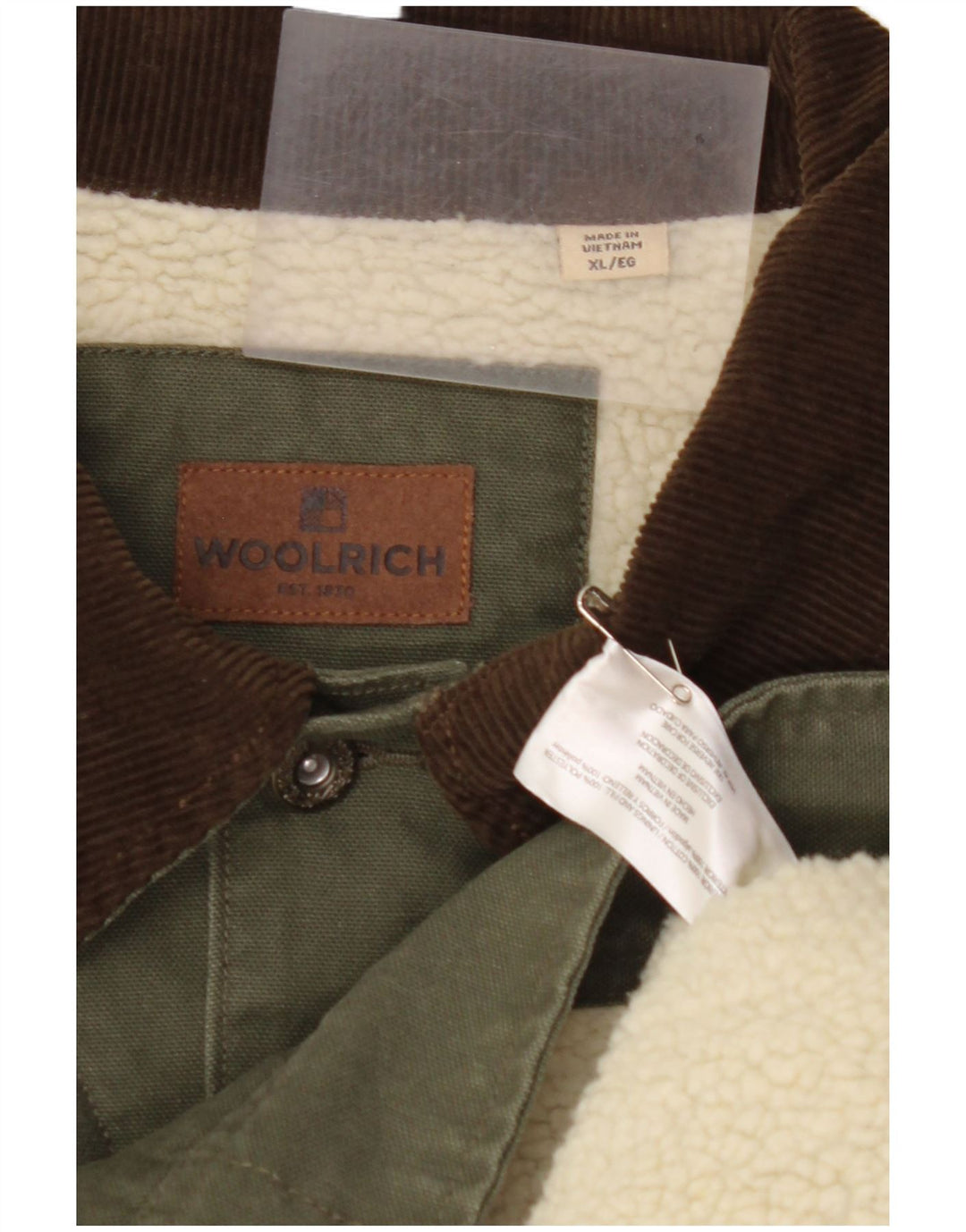 WOOLRICH Sherpajakke til mænd UK 42 XL Khaki Bomuld
