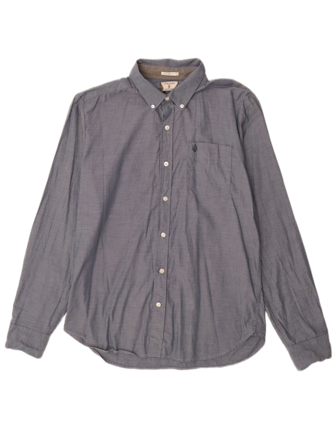 Volcom Herre Classic Fit skjorte Medium Blue Bomuld