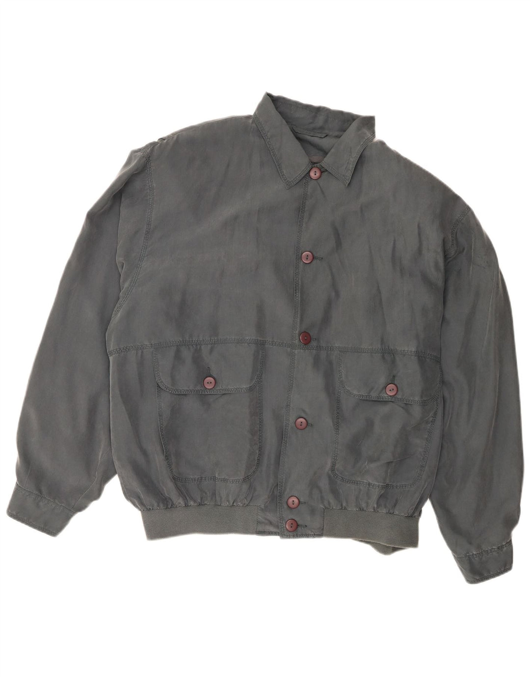 Vintage Bomber Jacket UK 40 Stor Grå Silke