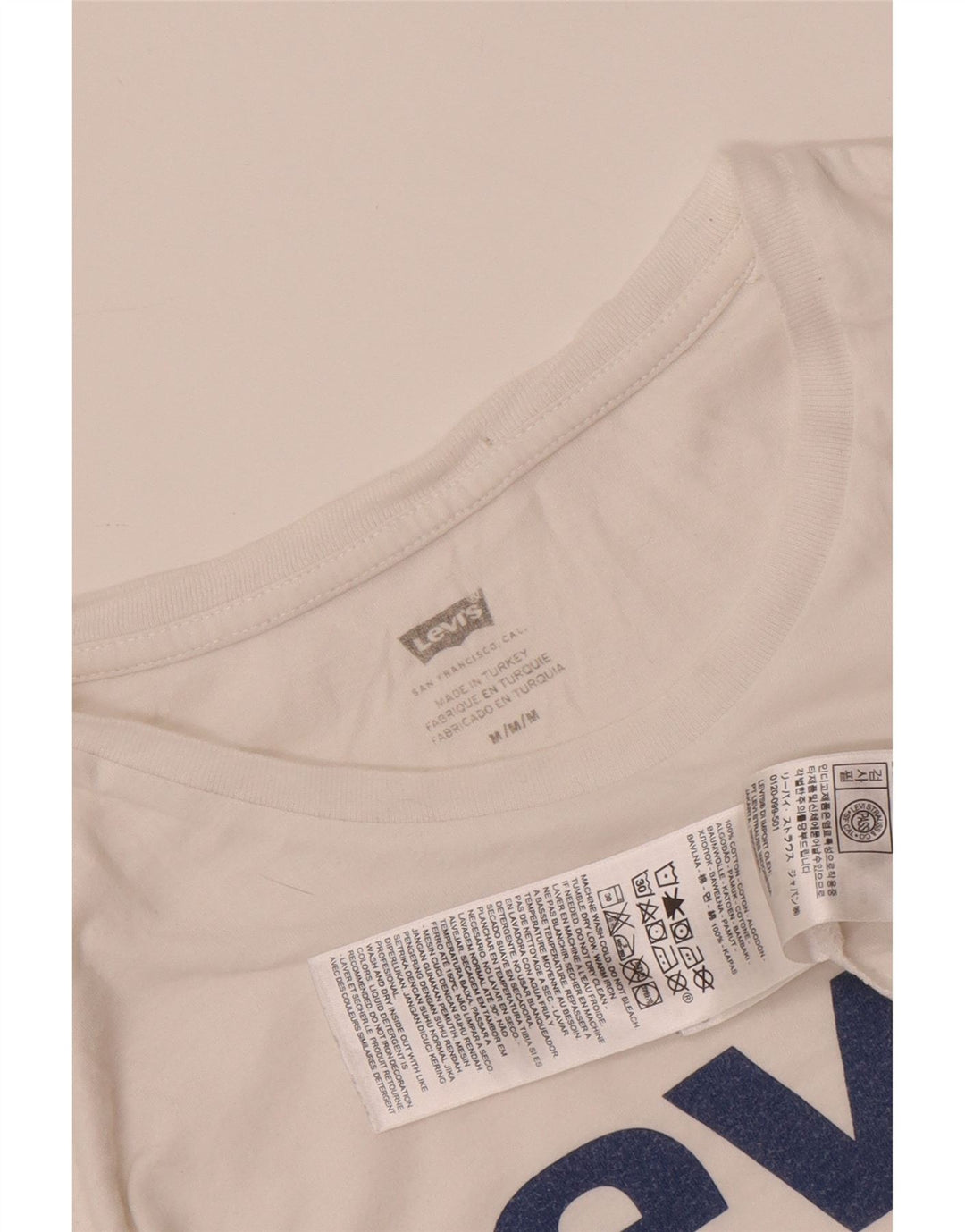LEVI'S Herre grafisk T-shirt Top Medium Hvid Bomuld