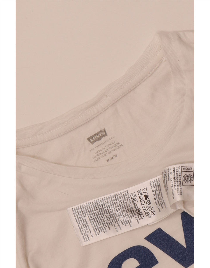 LEVI'S Herre grafisk T-shirt Top Medium Hvid Bomuld