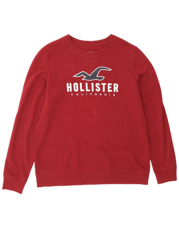HOLLISTER Herre grafisk sweatshirt Jumper Large Bourgogne bomuld