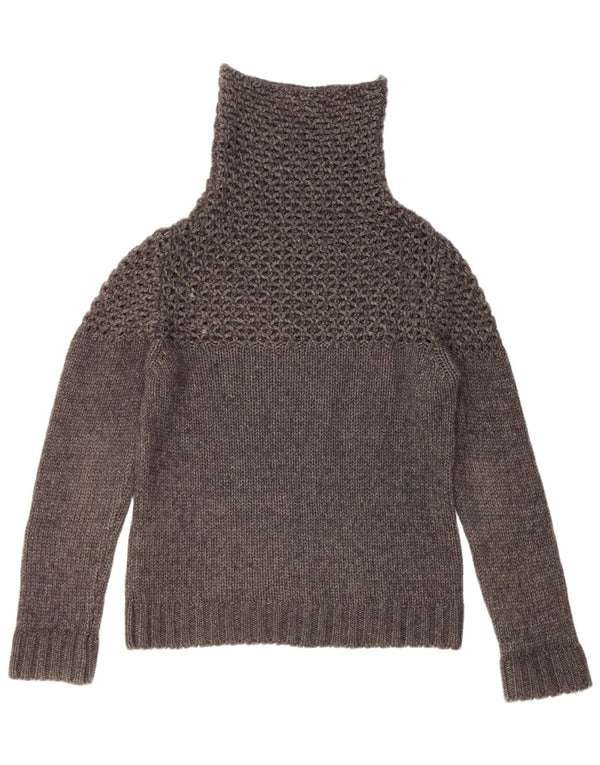Liu Jo Womens Crop Roll Neck Jumper Sweater UK 14 Large Grå Akryl