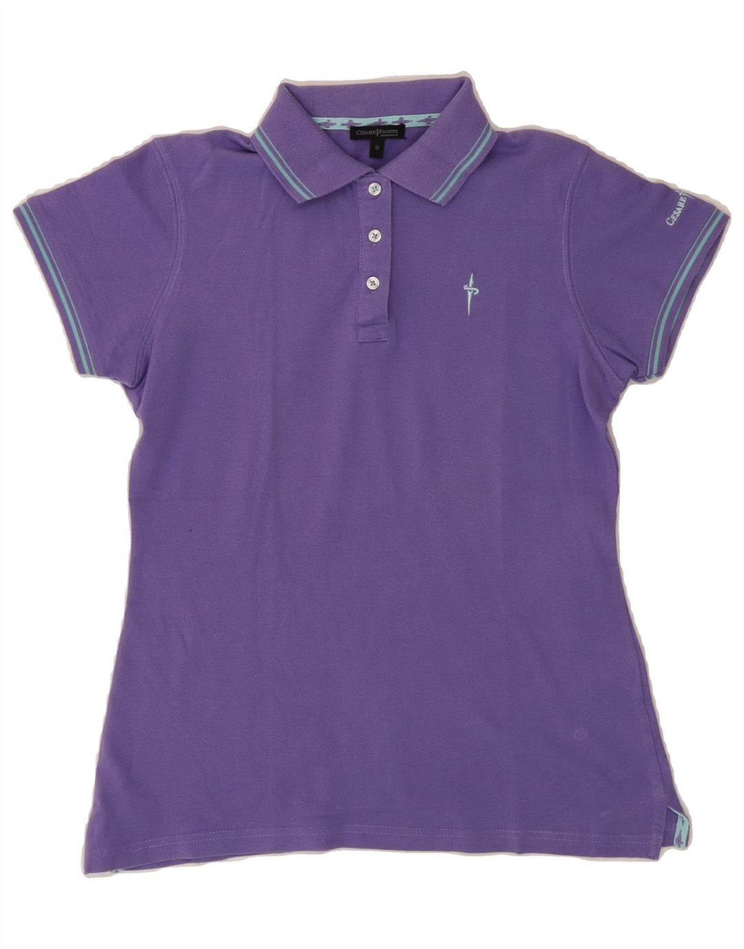 CESARE PACIOTTI Womens Polo Shirt UK 12 Medium Purple Cotton Vintage Cesare Paciotti and Second-Hand Cesare Paciotti from Messina Hembry 