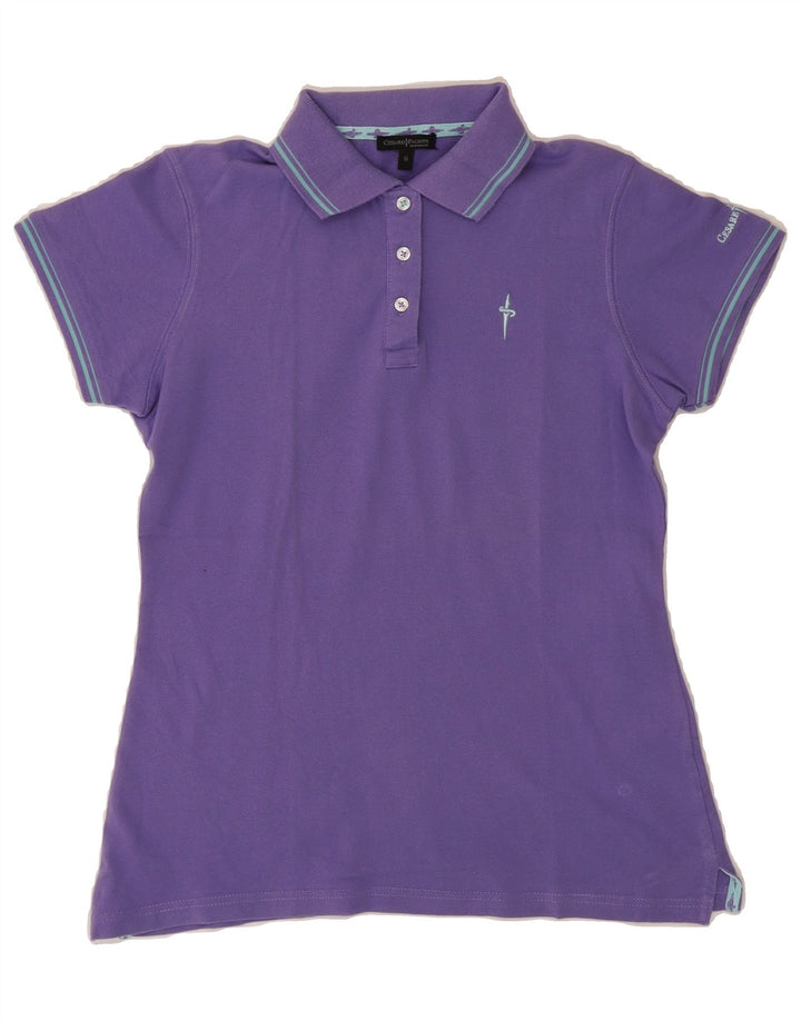 CESARE PACIOTTI Womens Polo Shirt UK 12 Medium Purple Cotton Vintage Cesare Paciotti and Second-Hand Cesare Paciotti from Messina Hembry 